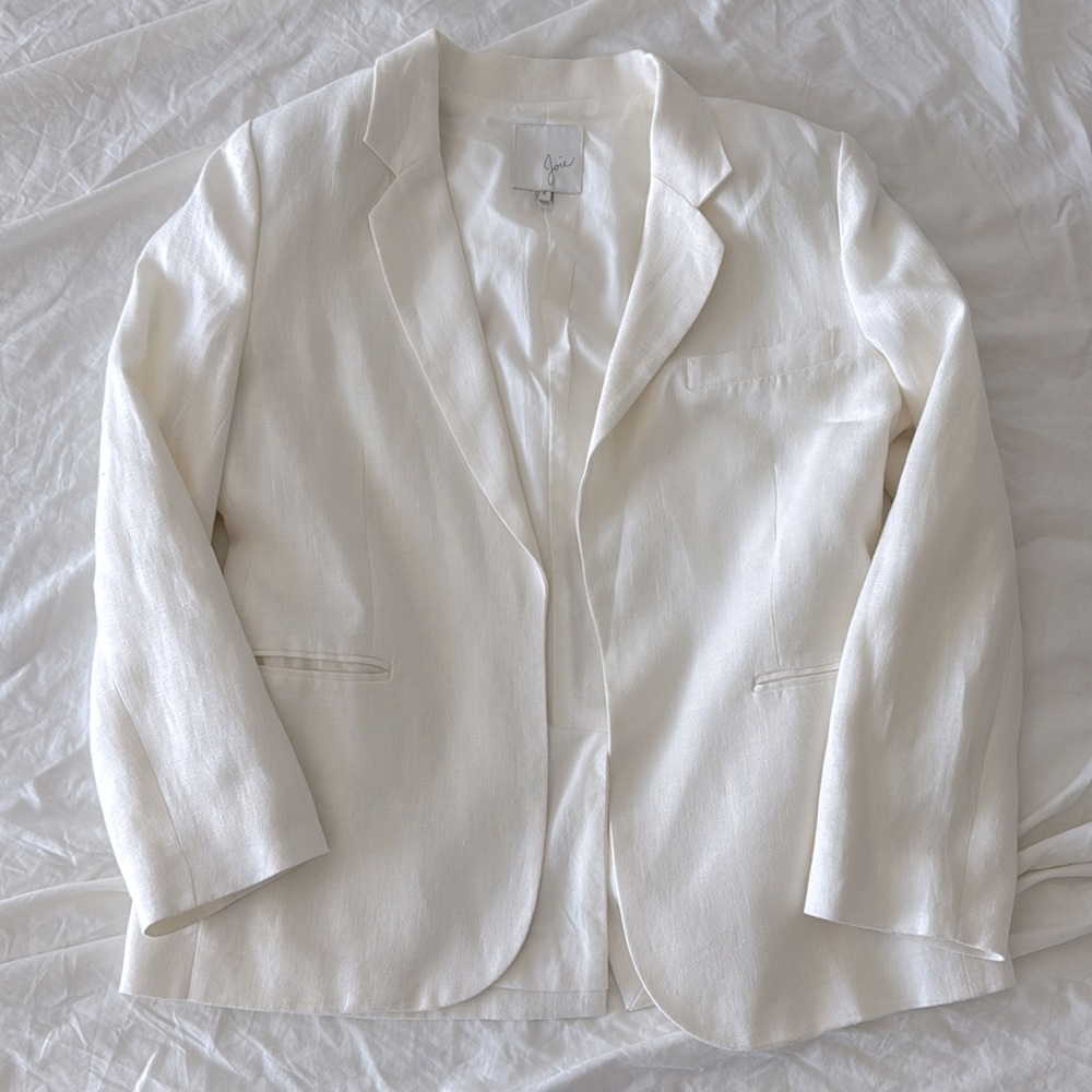 Joie cream/white linen blazer
